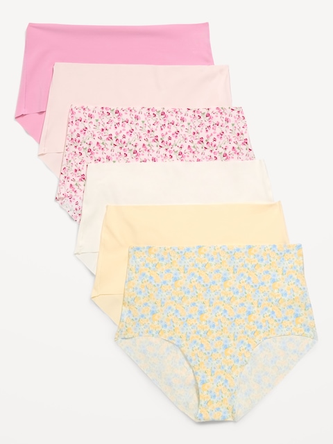 High-Waisted No-Show Brief Underwear 6-Pack