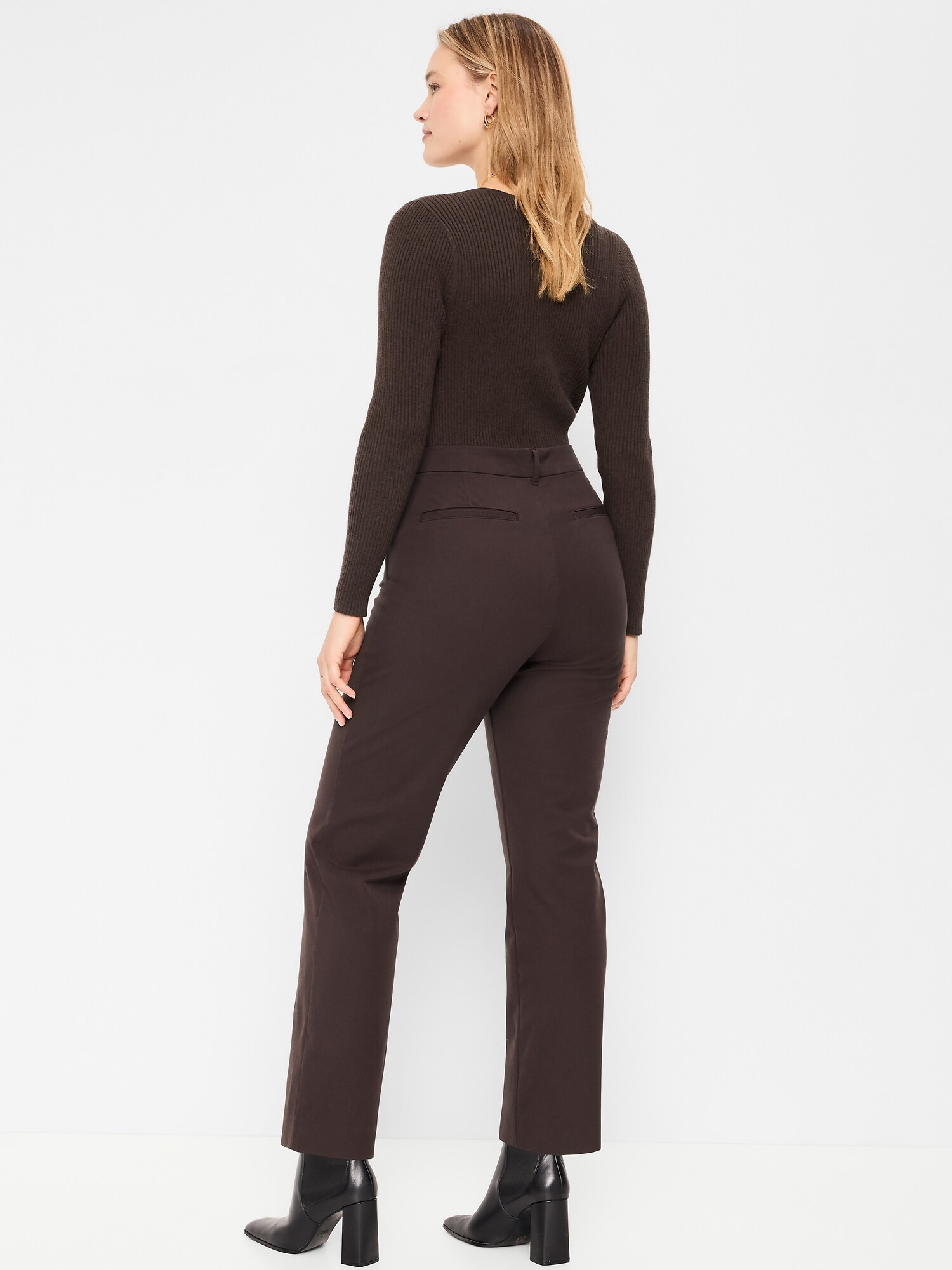 Женские брюки Old Navy High-Waisted Pixie Straight, цвет: Чёрный кофейный — фото 6
