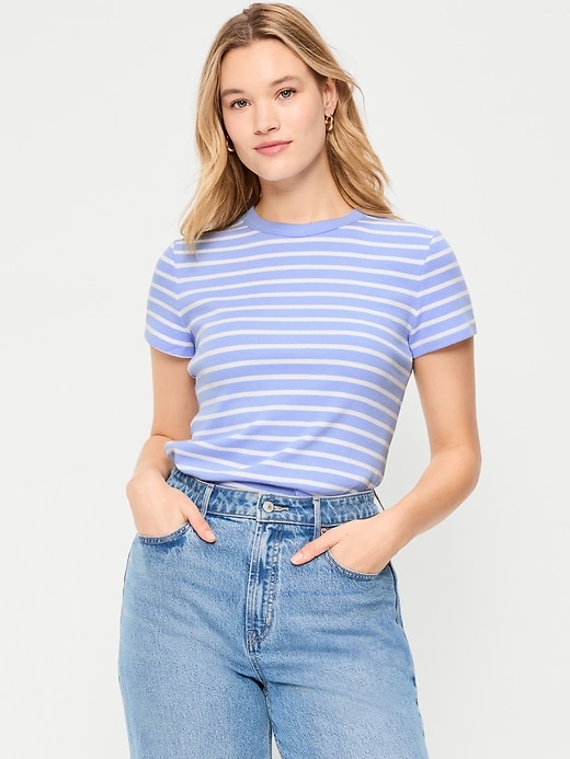 Image number 5 showing, Snug Crew-Neck Ribbed T-Shirt