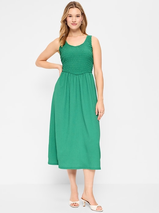 Image number 7 showing, Fit & Flare Sleeveless Smocked-Bodice Midi Dress