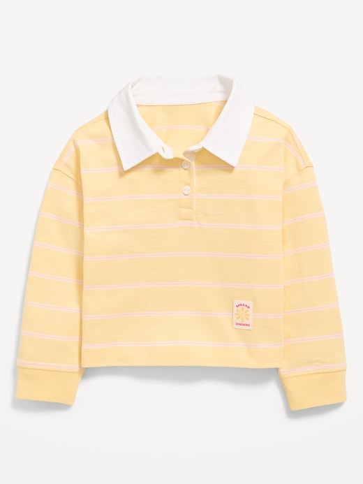 Image number 1 showing, Long-Sleeve Cropped Polo Shirt for Toddler Girls