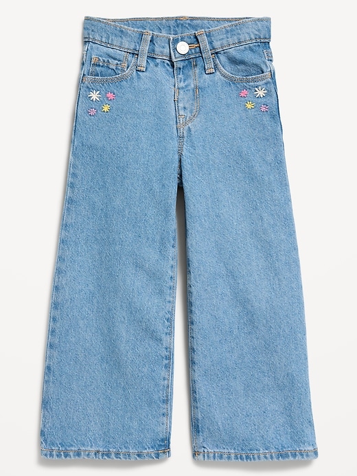 Image number 3 showing, Baggy Embroidered Wide-Leg Jeans for Toddler Girls