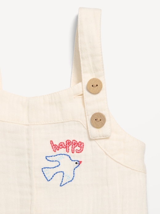 Image number 2 showing, Double-Weave Embroidered Overalls for Baby