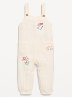 Double-Weave Embroidered Overalls for Baby