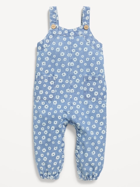 Printed Chambray Overalls for Baby