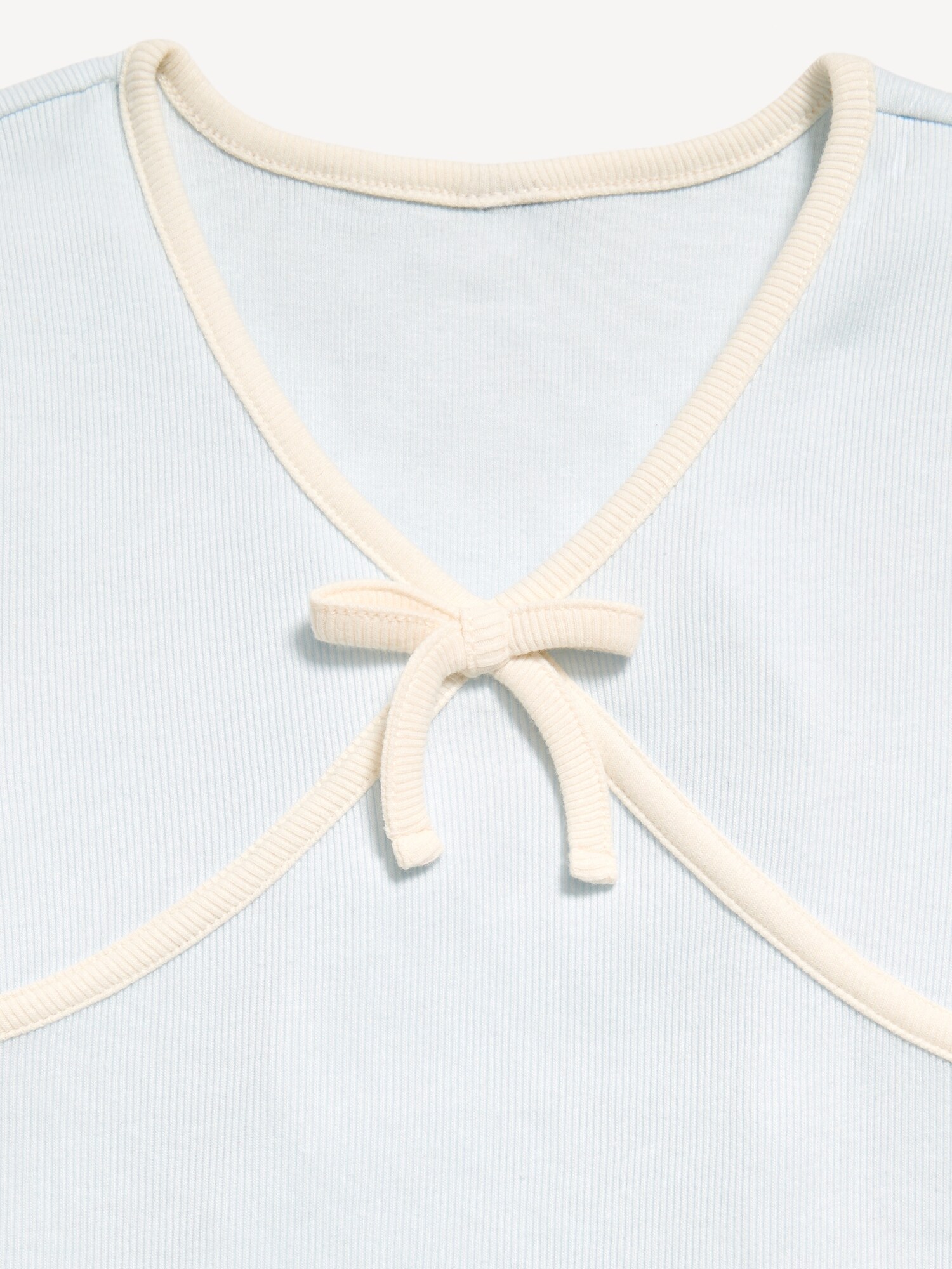 Топ Old Navy Fitted Short-Sleeve Ribbed Bow Top для девочек, цвет: Iced Water — фото 4