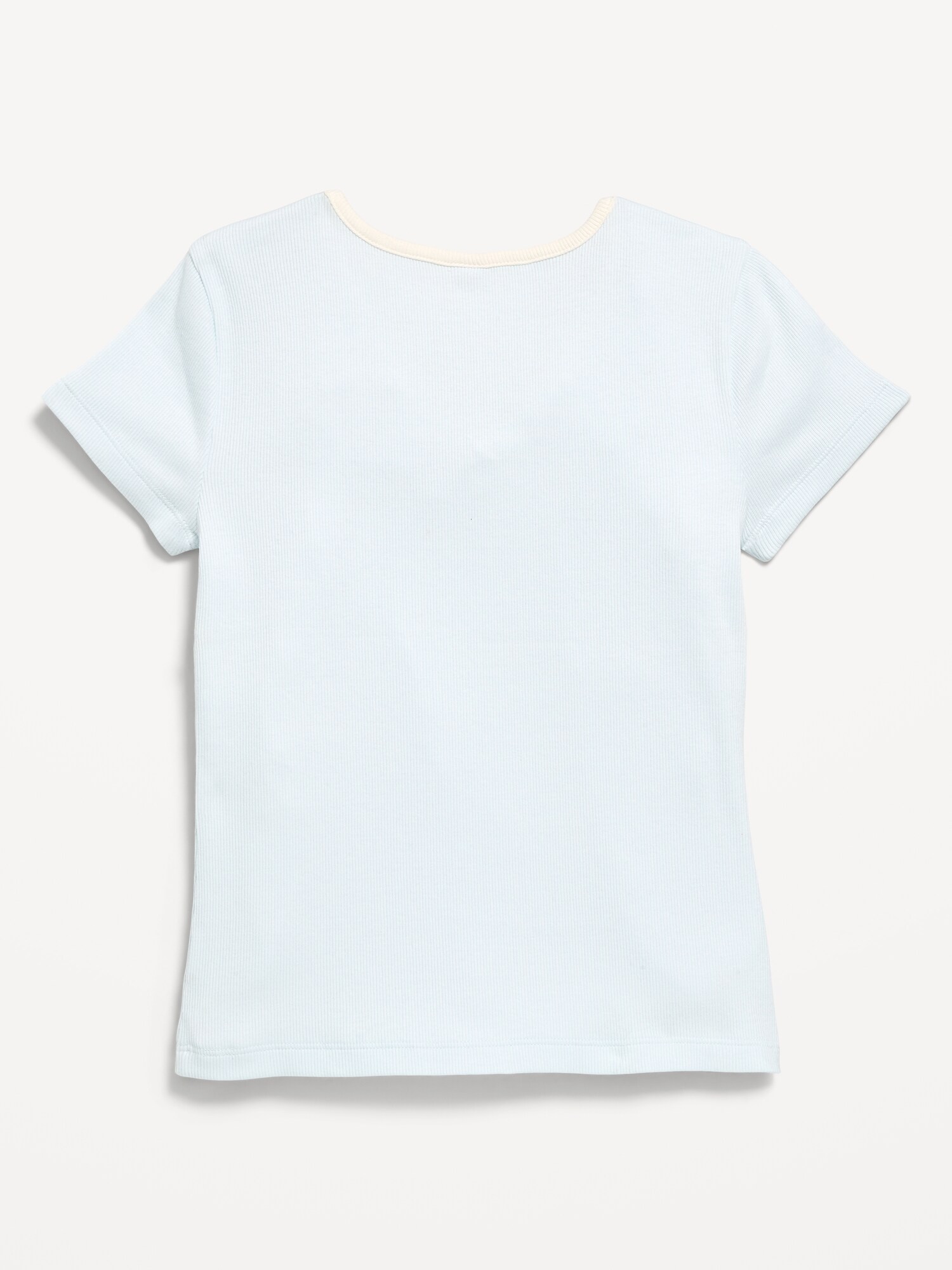 Топ Old Navy Fitted Short-Sleeve Ribbed Bow Top для девочек, цвет: Iced Water — фото 3