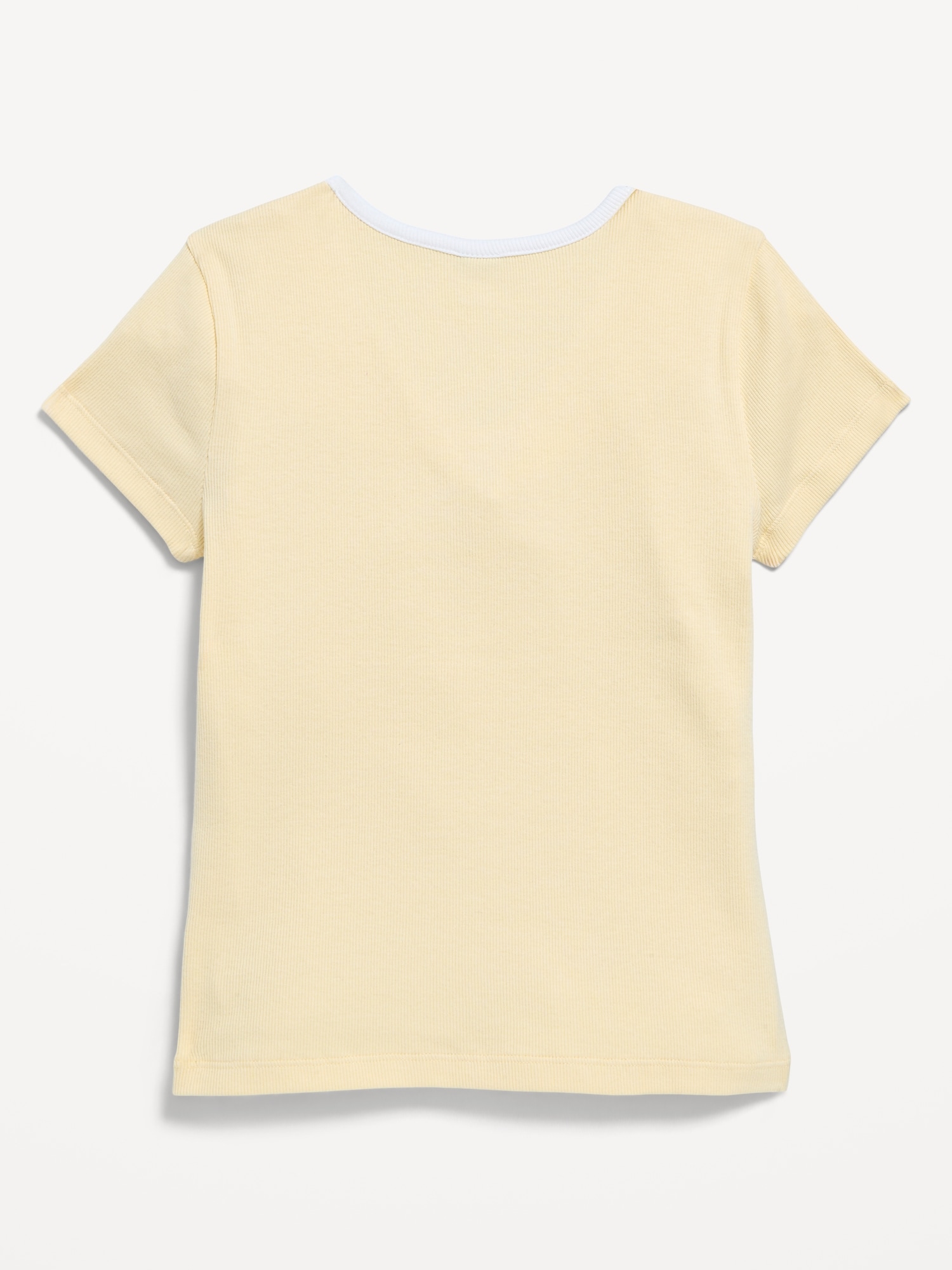 Image number 3 showing, Fitted Short-Sleeve Ribbed Bow Top for Girls