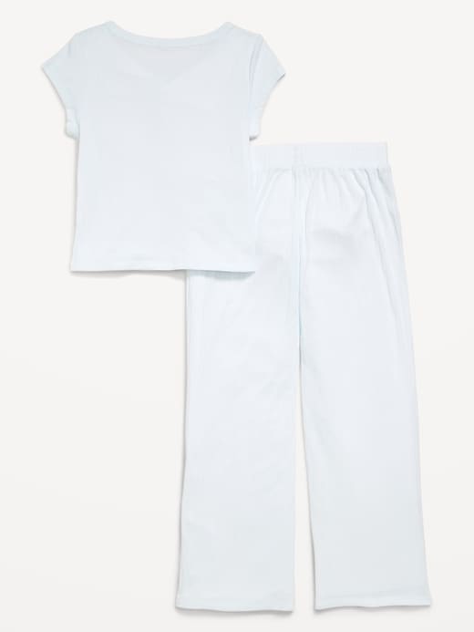Image number 2 showing, Ribbed Henley Pajama T-Shirt and Pants Set for Girls