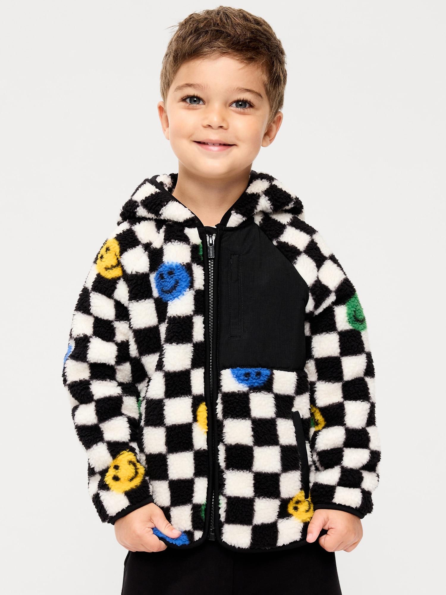 Oversized Sherpa Hooded Jacket for Toddler Boys