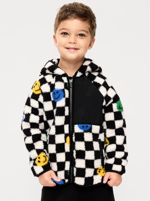 Oversized Sherpa Hooded Jacket for Toddler Boys