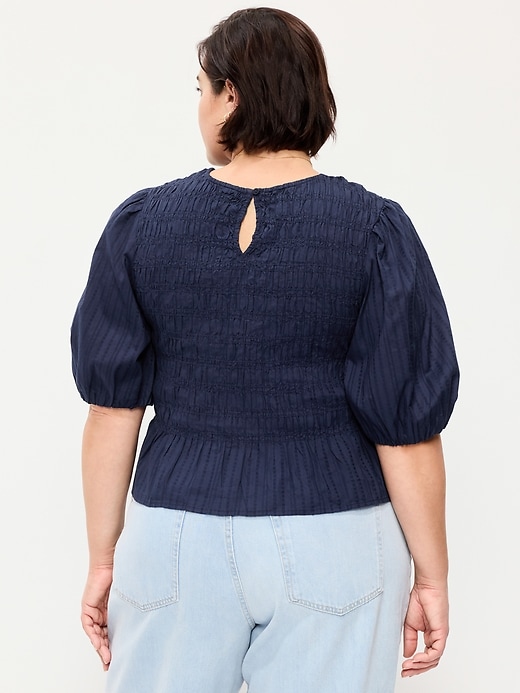 Image number 7 showing, Puff Sleeve Peplum Smocked Top