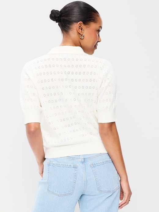 Image number 2 showing, SoSoft Lite Short-Sleeve Pointelle Cropped Polo