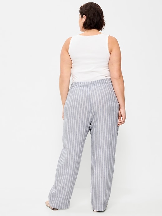 Image number 9 showing, High-Waisted Linen-Blend Straight Pants