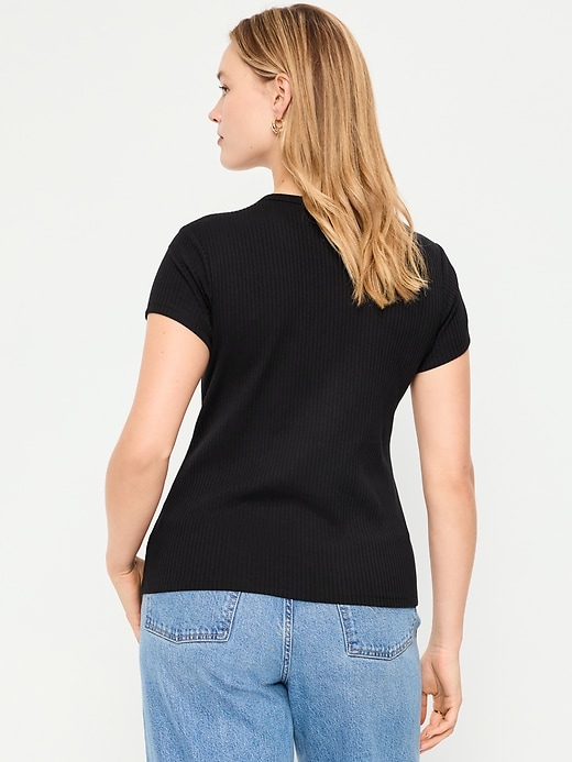Image number 6 showing, Short-Sleeve Ribbed Button-Down Top