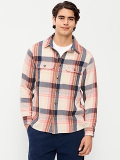 Loose Fit Textured Plaid Pocket Shirt
