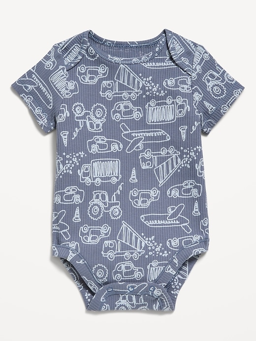 Image number 1 showing, Printed Short-Sleeve Ribbed Bodysuit for Baby