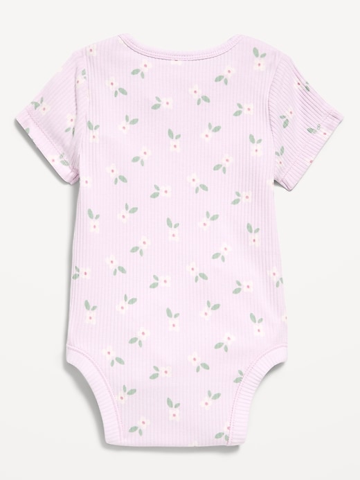 Image number 2 showing, Printed Short-Sleeve Ribbed Bodysuit for Baby