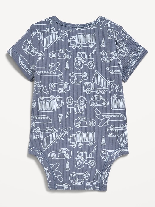 Image number 2 showing, Printed Short-Sleeve Ribbed Bodysuit for Baby