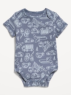 Printed Short-Sleeve Ribbed Bodysuit for Baby