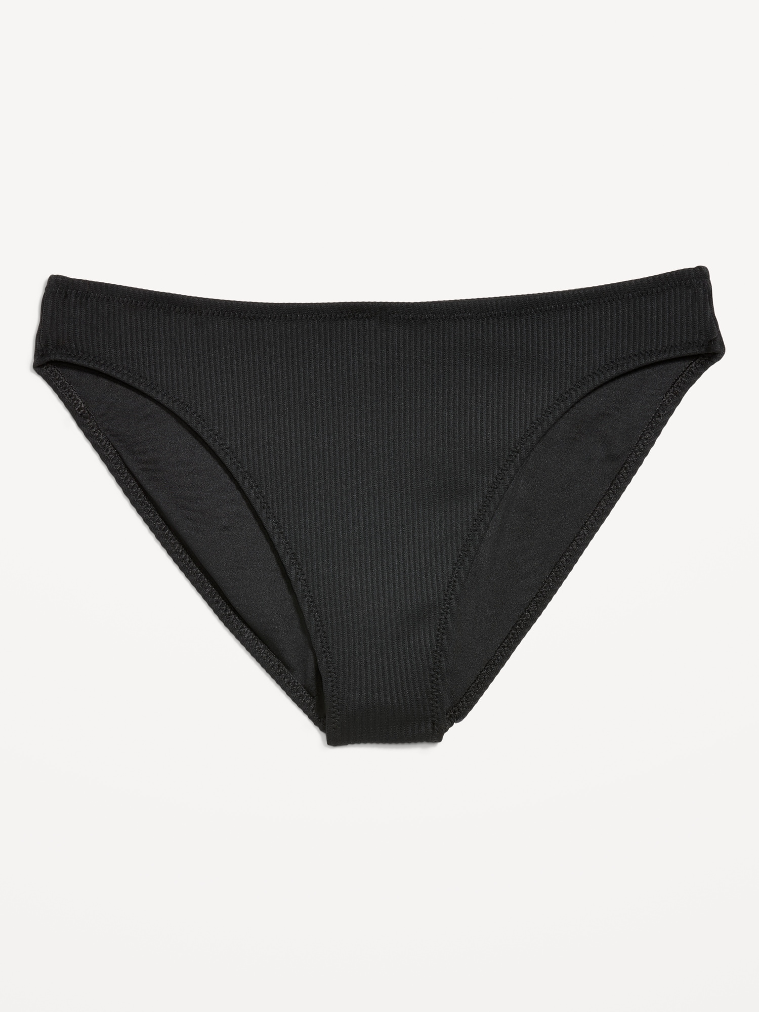 Ribbed Mid-Rise Bikini Swim Bottoms