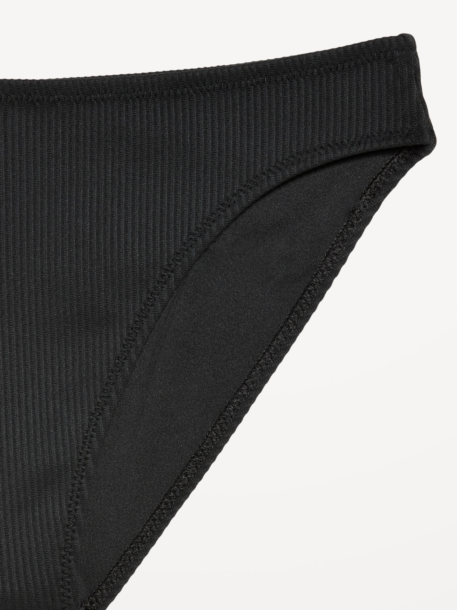 Ribbed Mid-Rise Bikini Swim Bottoms