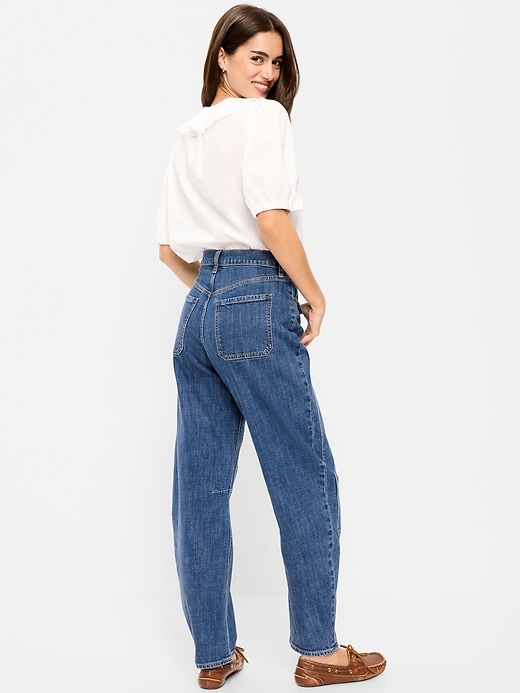Image number 3 showing, High-Waisted Baggy Barrel Utility Jeans