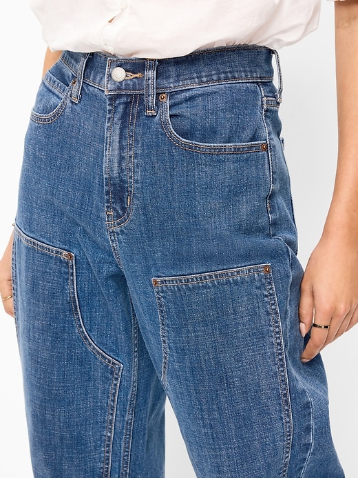 Image number 4 showing, High-Waisted Baggy Barrel Utility Jeans