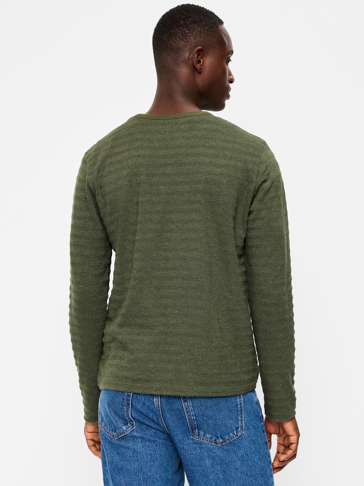Long-Sleeve Textured-Knit Striped T-Shirt