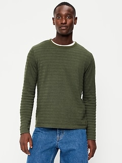 Long-Sleeve Textured-Knit Striped T-Shirt