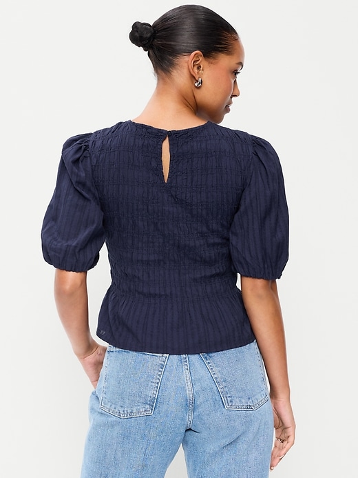Image number 2 showing, Puff Sleeve Peplum Smocked Top