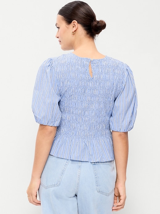 Image number 6 showing, Puff Sleeve Peplum Smocked Top
