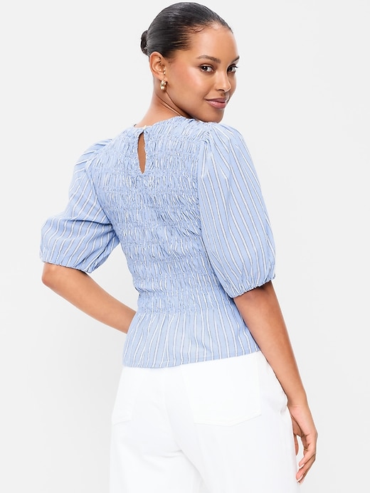 Image number 2 showing, Puff Sleeve Peplum Smocked Top
