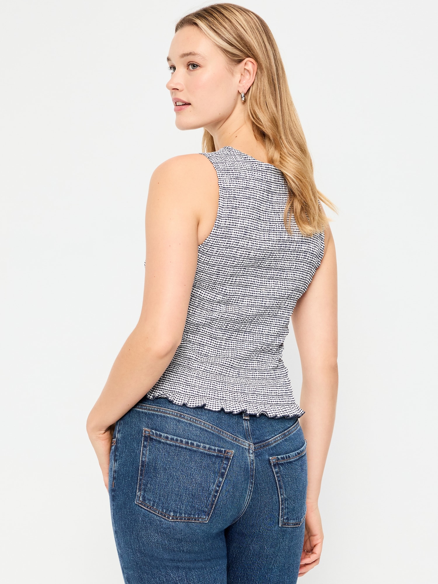 Sleeveless Smocked Tank Top