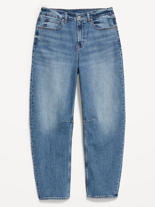 Image number 1 showing, High-Waisted Baggy Barrel Jeans