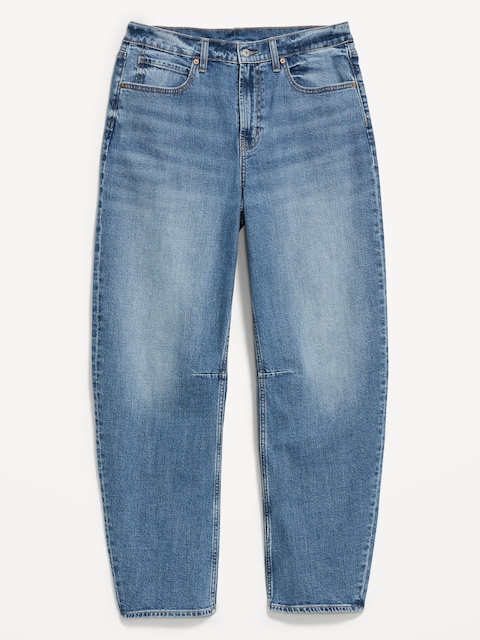 High-Waisted Baggy Barrel Jeans