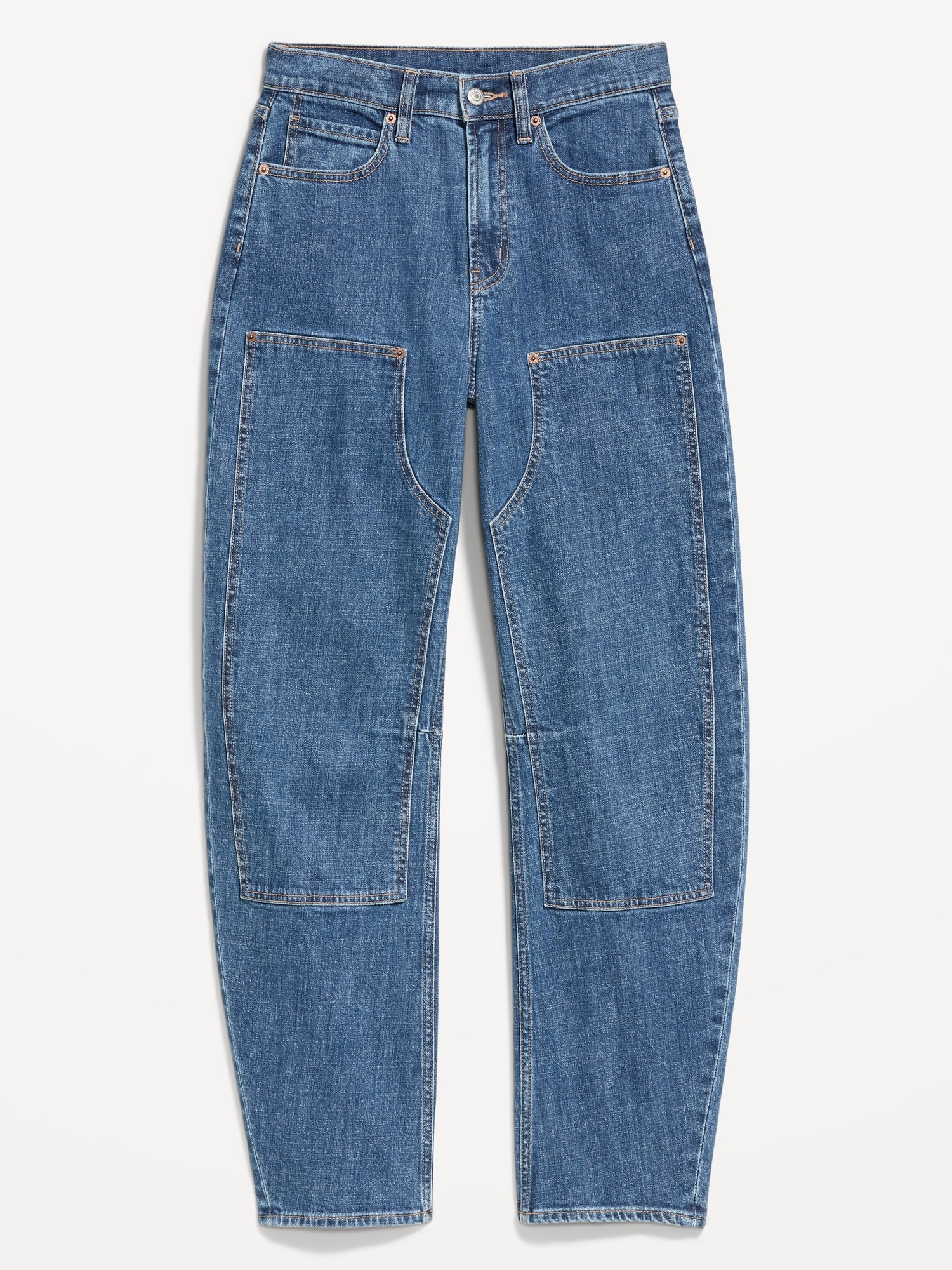 High-Waisted Baggy Barrel Utility Jeans