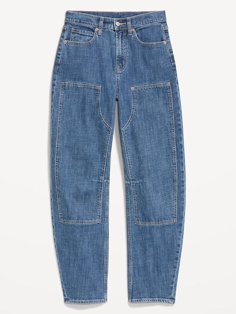 High-Waisted Baggy Barrel Utility Jeans
