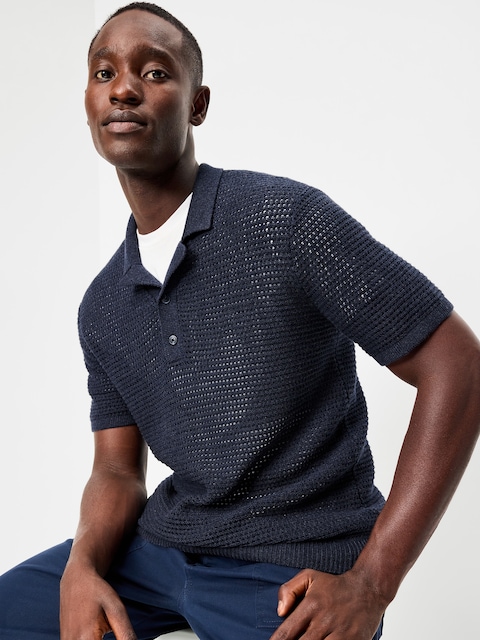 Short-Sleeve Polo Sweater