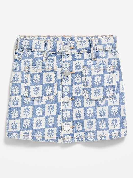 Image number 1 showing, Printed High-Waisted Button-Front Jean Skirt for Toddler Girls