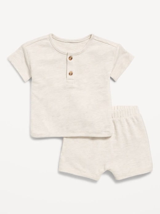 Image number 1 showing, Jacquard-Knit Henley Shirt and Shorts Set for Baby