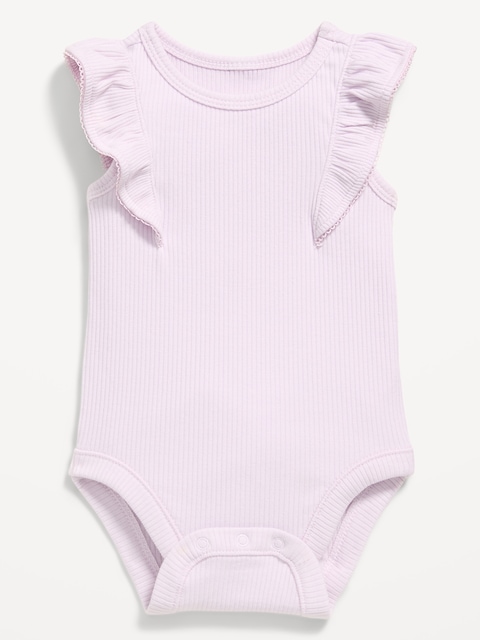 Ruffle-Trim Ribbed Bodysuit for Baby