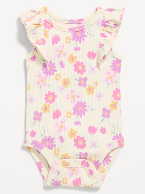 Ruffle-Trim Ribbed Bodysuit for Baby - Multi