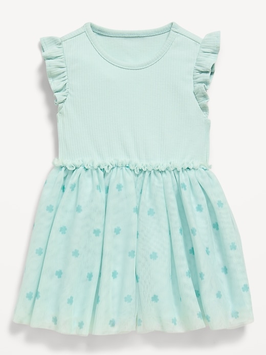 Image number 1 showing, Short-Sleeve Ribbed Bodysuit Tutu Dress for Baby