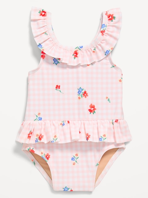 Printed Ruffle-Trim One-Piece Swimsuit for Baby