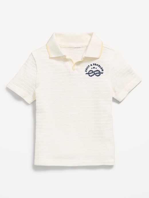 Image number 1 showing, Textured-Knit Graphic Polo Shirt for Toddler Boys
