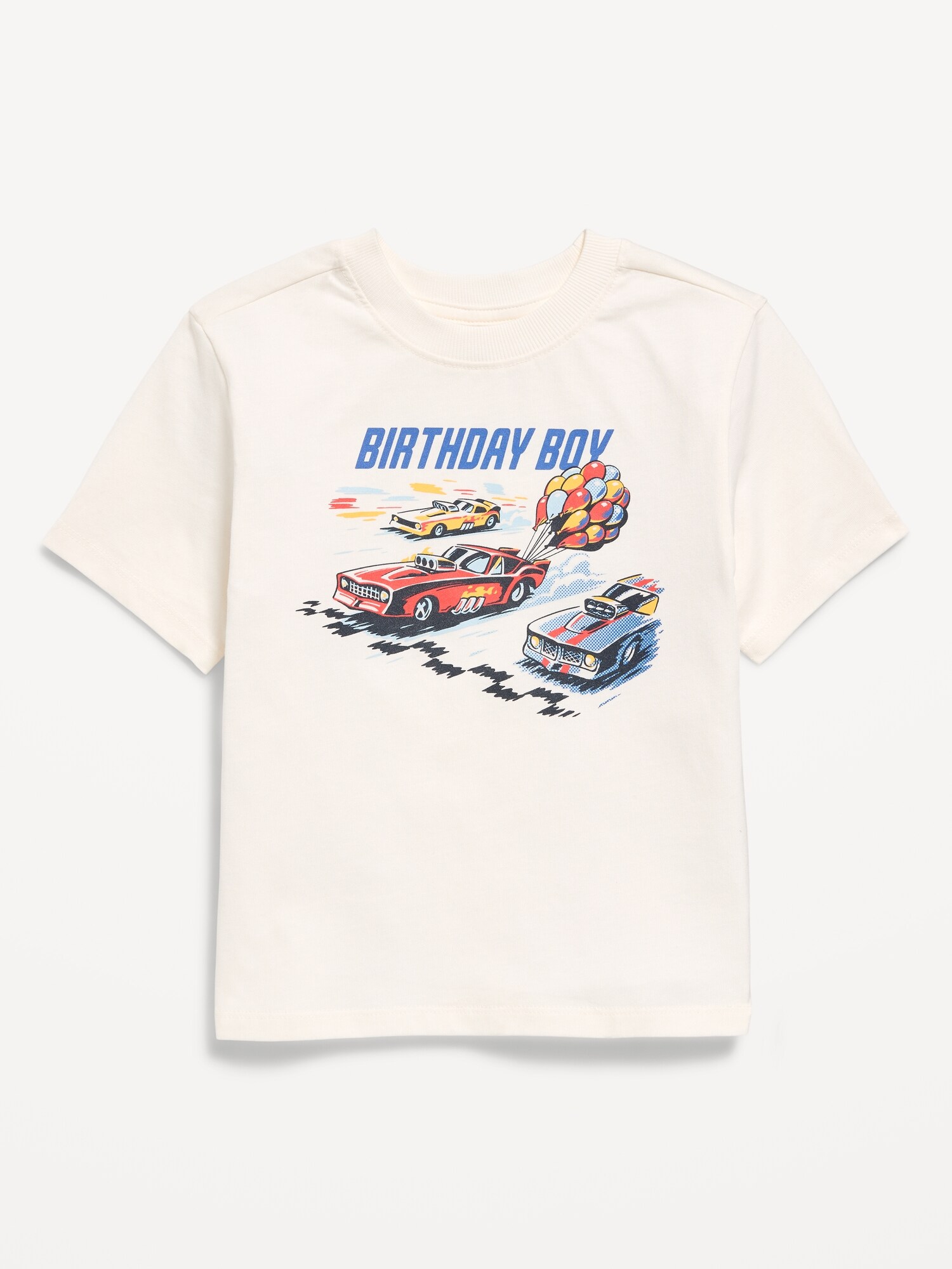 Oversized Short-Sleeve Birthday Graphic T-Shirt for Toddler Boys