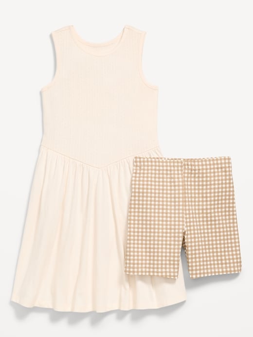 Image number 1 showing, Sleeveless Fit and Flare Dress & Biker Shorts Set for Girls