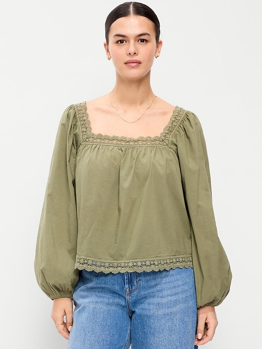 Image number 5 showing, Long-Sleeve Lace Trim Top