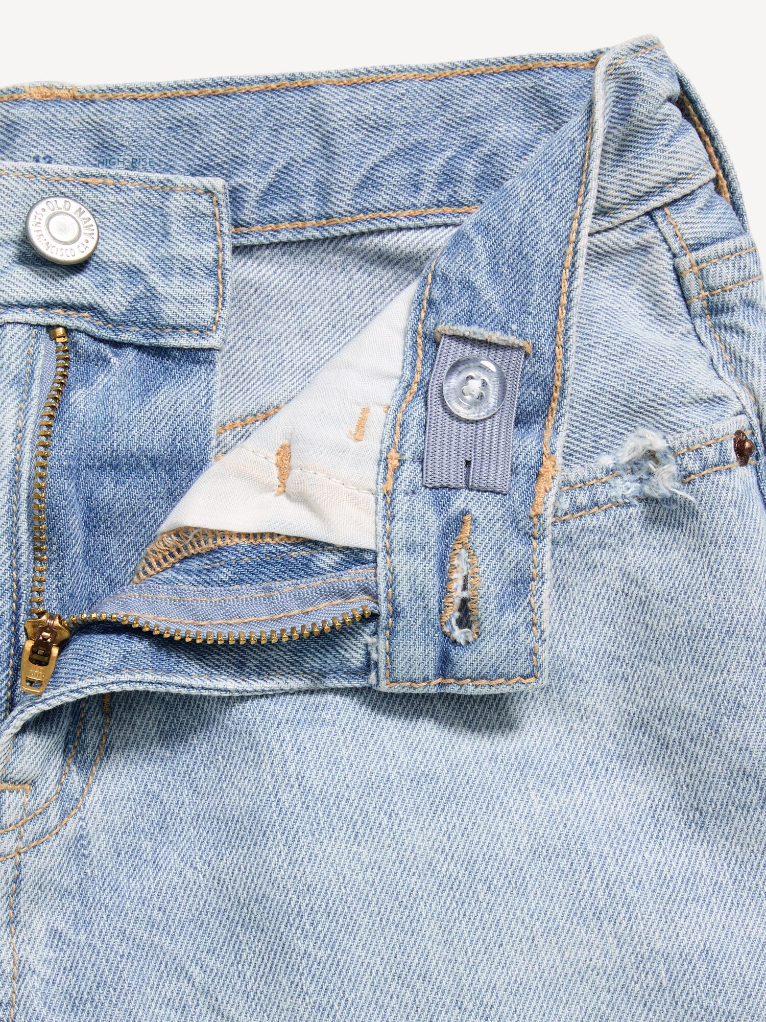 Шорты Old Navy High-Waisted Ripped Frayed-Hem Jean Shorts для девочек, цвет: Светлая варка — фото 5